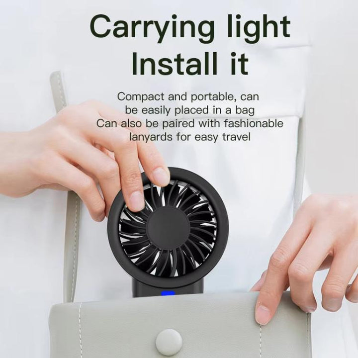 Solar Powered Handheld & Desk Fan with 5-Speed Turbo 12 Blades USB Type-C Fast Charging(Black) | Bowlift