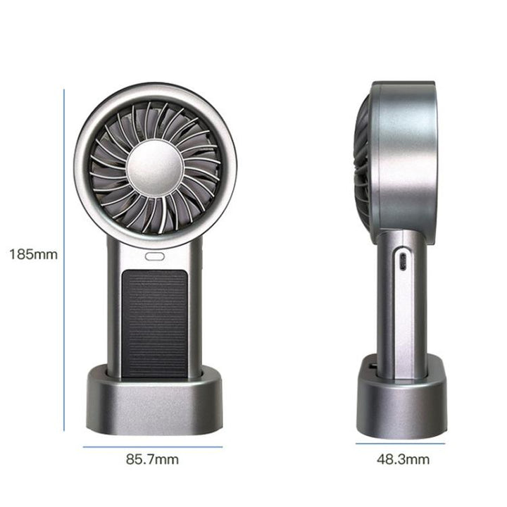 Solar Powered Handheld & Desk Fan with 5-Speed Turbo 12 Blades USB Type-C Fast Charging(Black) | Bowlift