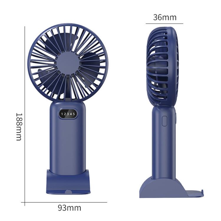 5-speed Wind Speed Handheld USB Charging Small Fan With Desktop Stand(Dark Blue) | Bowlift