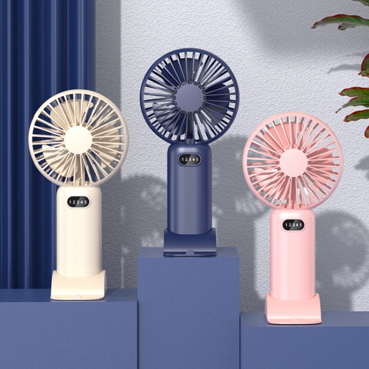 5-speed Wind Speed Handheld USB Charging Small Fan With Desktop Stand(Dark Blue) | Bowlift