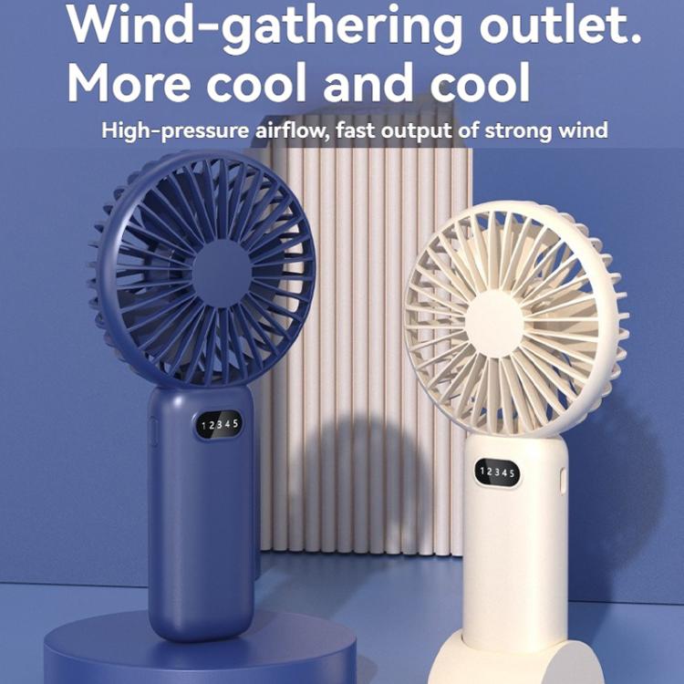 5-speed Wind Speed Handheld USB Charging Small Fan With Desktop Stand(Dark Blue) | Bowlift
