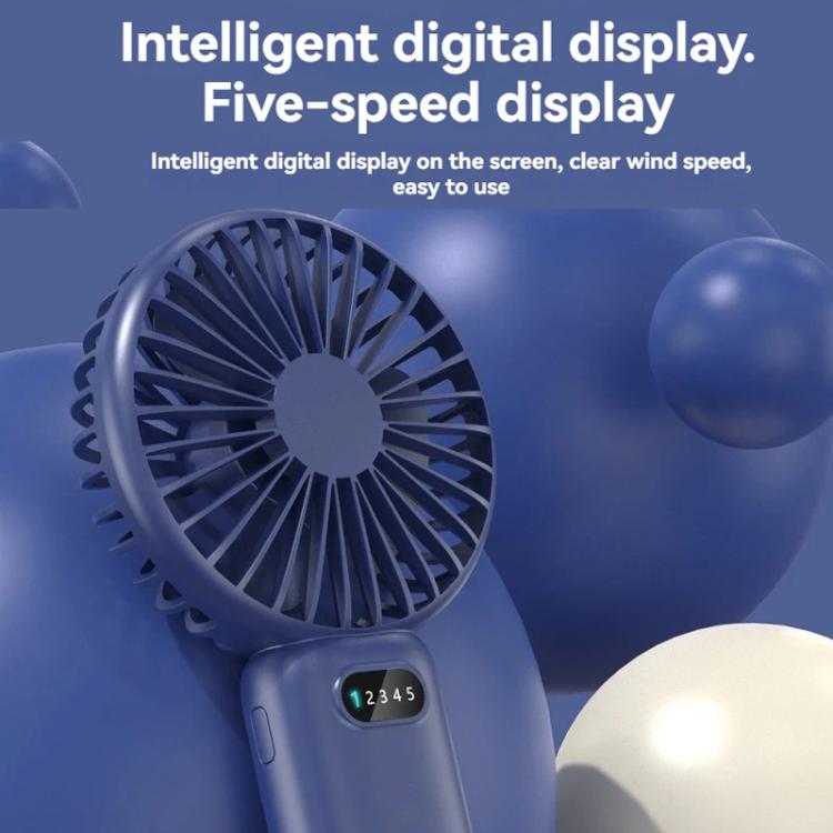 5-speed Wind Speed Handheld USB Charging Small Fan With Desktop Stand(Dark Blue) | Bowlift