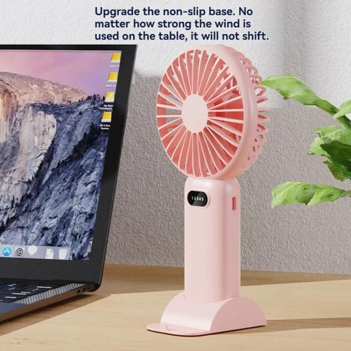 5-speed Wind Speed Handheld USB Charging Small Fan With Desktop Stand(Dark Blue) | Bowlift