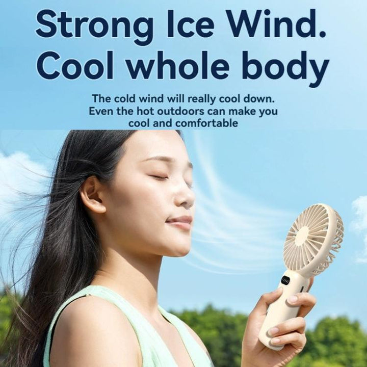 5-speed Wind Speed Handheld USB Charging Small Fan With Desktop Stand(Dark Blue) | Bowlift