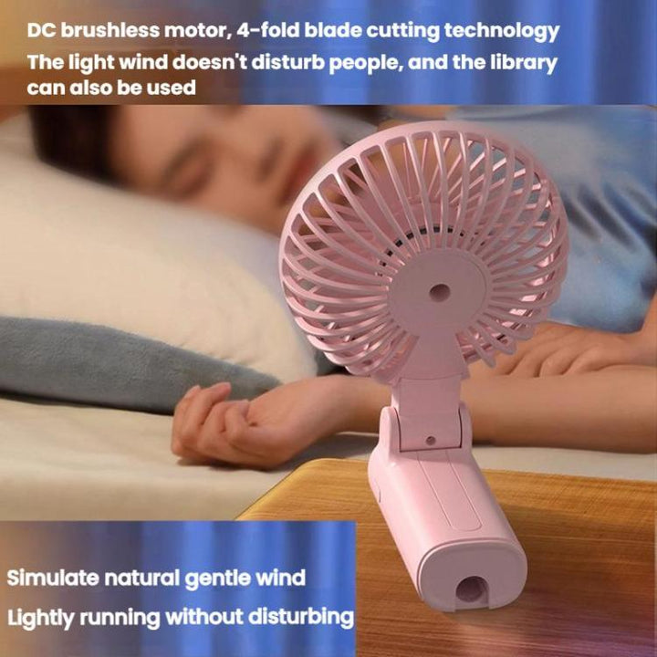 Folding Hanging Umbrella Fan USB Handheld Portable Umbrella Clip Fan Compact Desktop Fan(Pink) | Bowlift