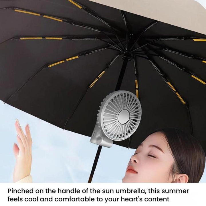 Folding Hanging Umbrella Fan USB Handheld Portable Umbrella Clip Fan Compact Desktop Fan(Pink) | Bowlift
