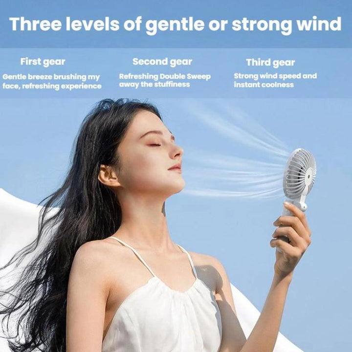 Folding Hanging Umbrella Fan USB Handheld Portable Umbrella Clip Fan Compact Desktop Fan(White) | Bowlift
