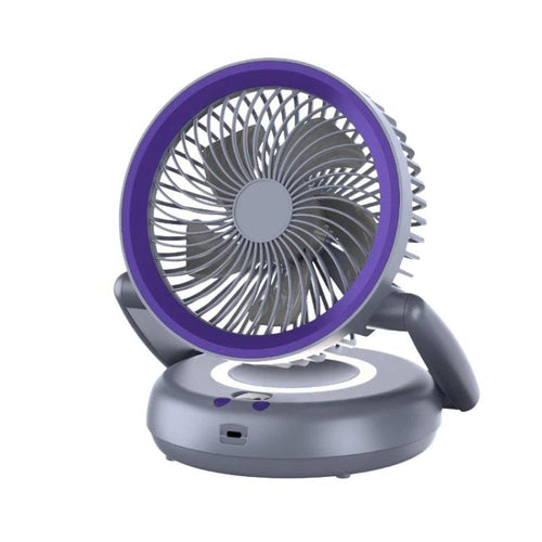 Foldable Air Circulator Fan With Battery Indicator Household Desktop & Wall-Mounted Fan With LED Light(Grey Purple) | Bowlift