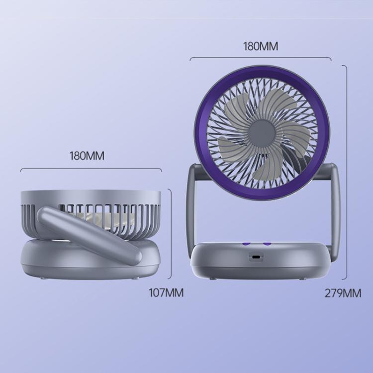 Foldable Air Circulator Fan With Battery Indicator Household Desktop & Wall-Mounted Fan With LED Light(Grey Purple) | Bowlift