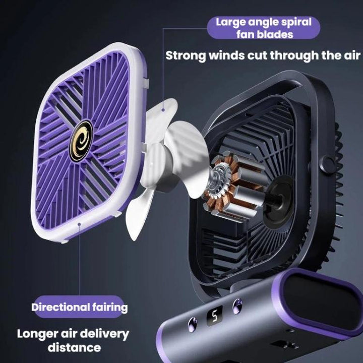 Desktop Mini Office Silent USB Wall-Mounted Fan, Color: Gray Rechargeable 1200mAh | Bowlift