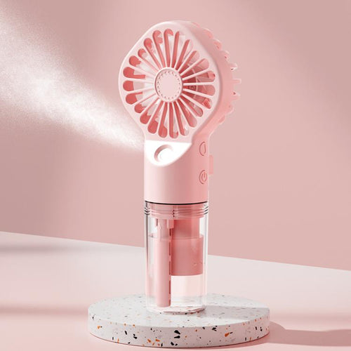 Handheld Misting Fan Portable Water Spray Fan Type-C Rechargeable Mini Personal Face Mister Fan(F3 Pink) | Bowlift