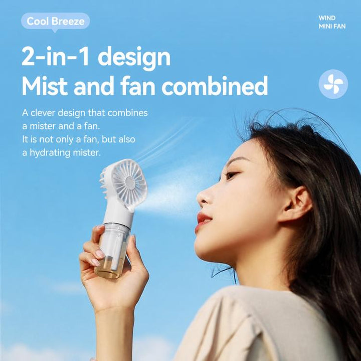 Handheld Misting Fan Portable Water Spray Fan Type-C Rechargeable Mini Personal Face Mister Fan(F3 White) | Bowlift