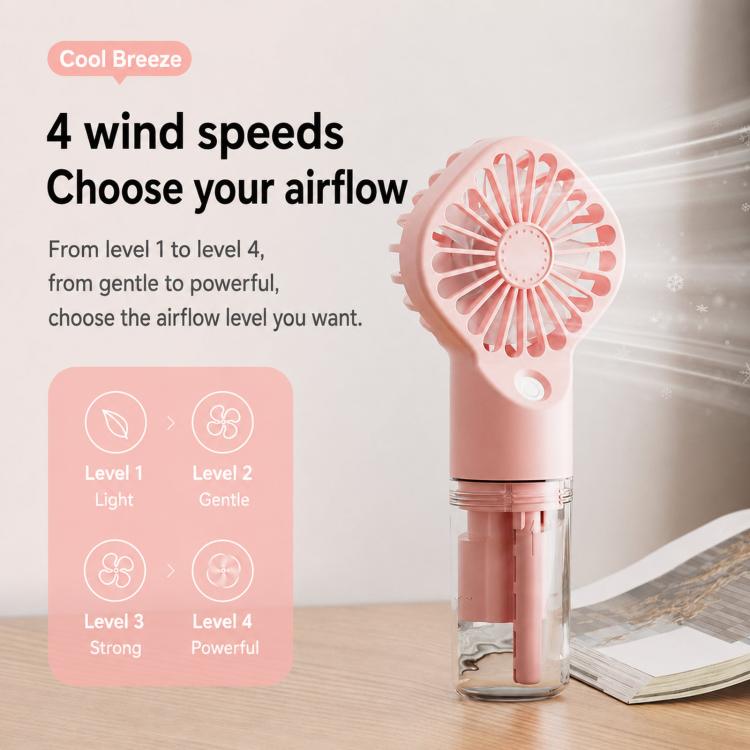 Handheld Misting Fan Portable Water Spray Fan Type-C Rechargeable Mini Personal Face Mister Fan(F3 Pink) | Bowlift