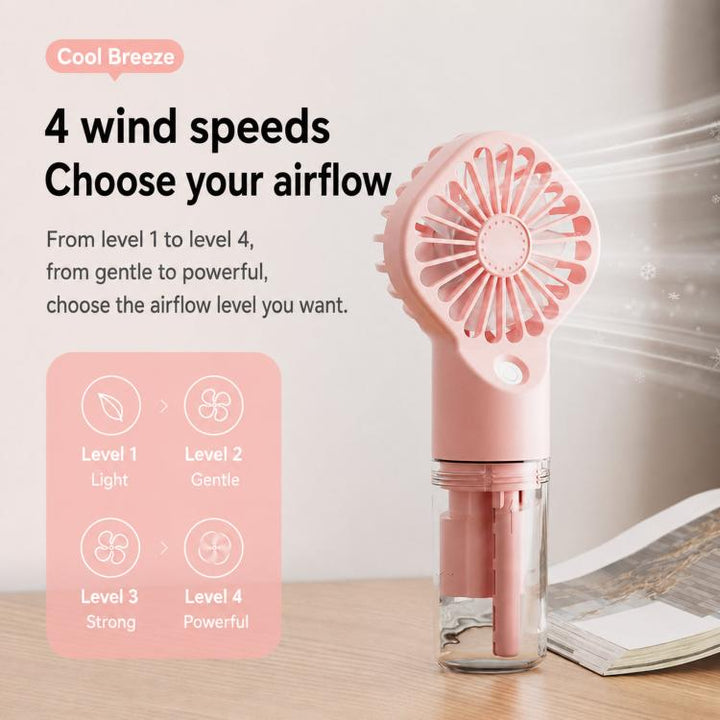 Handheld Misting Fan Portable Water Spray Fan Type-C Rechargeable Mini Personal Face Mister Fan(F3 Pink) | Bowlift