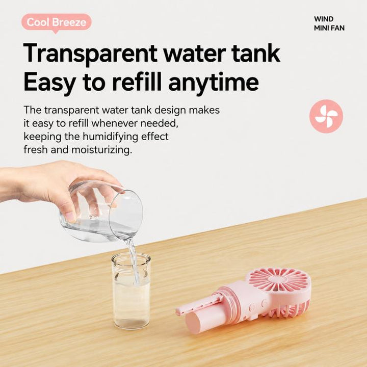 Handheld Misting Fan Portable Water Spray Fan Type-C Rechargeable Mini Personal Face Mister Fan(F3 Pink) | Bowlift