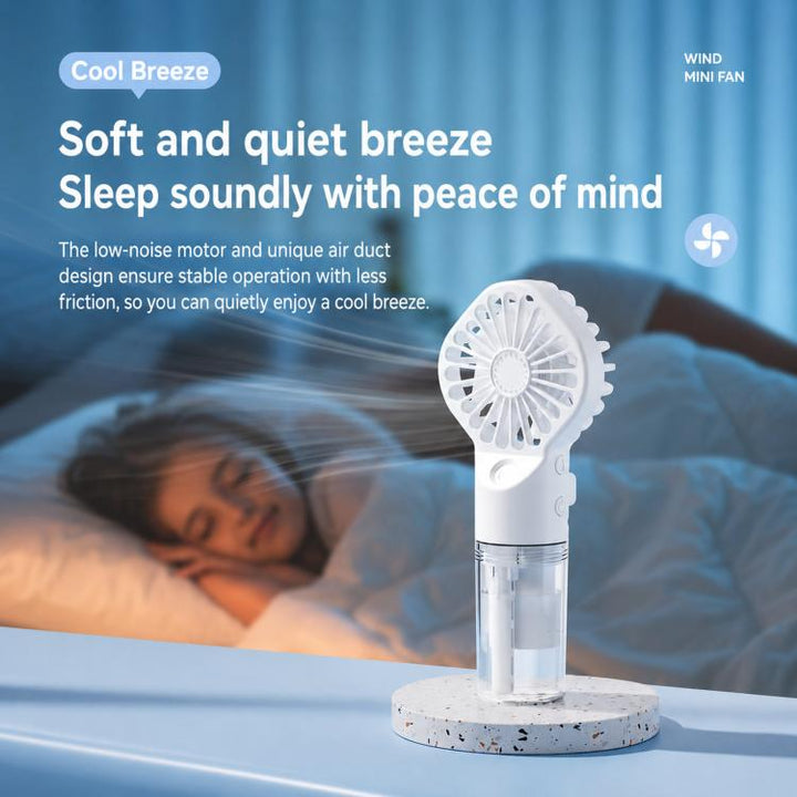 Handheld Misting Fan Portable Water Spray Fan Type-C Rechargeable Mini Personal Face Mister Fan(F3 White) | Bowlift