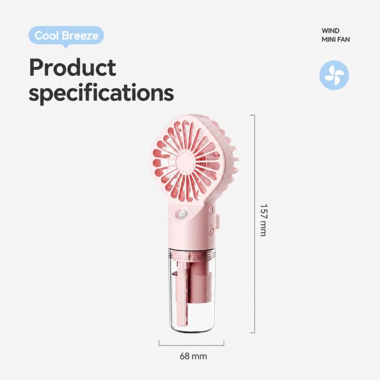 Handheld Misting Fan Portable Water Spray Fan Type-C Rechargeable Mini Personal Face Mister Fan(F3 Pink) | Bowlift
