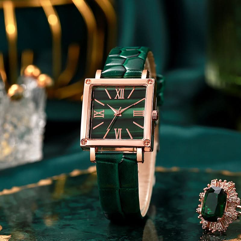 BowLift | Square Watch with Natural Wood Pattern Dial