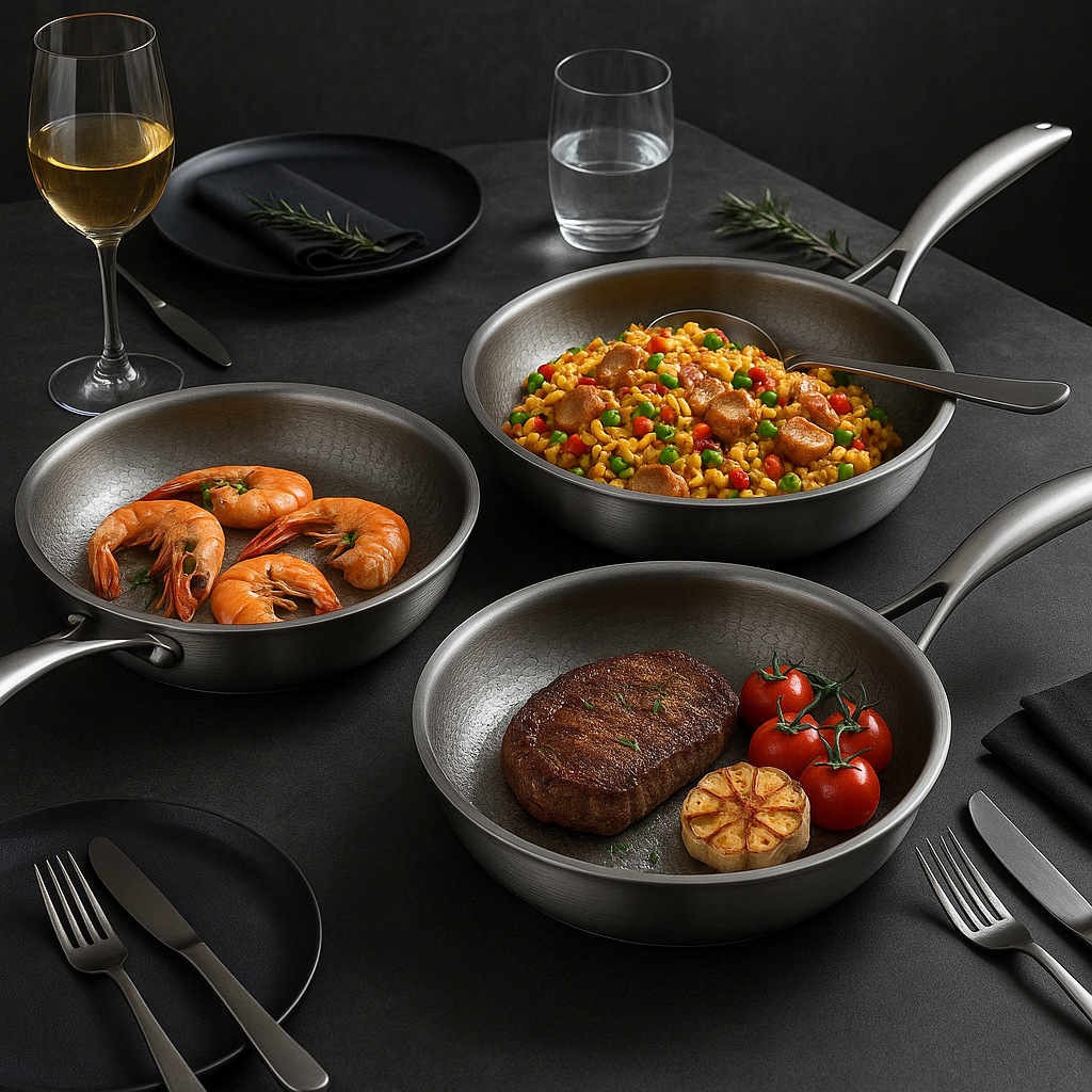 BowLift | Titan Premium Frying Pan – Non-Coated Hammered Titanium Pan for All Hobs Including Induction