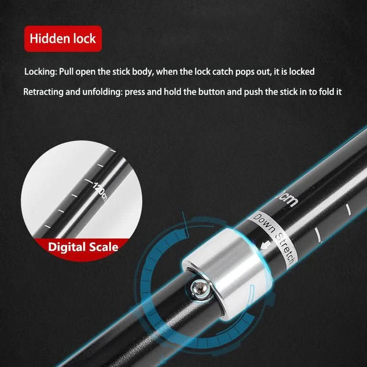 BowLift | Ultralight 5-piece telescopic trekking poles for mountain and hiking tours