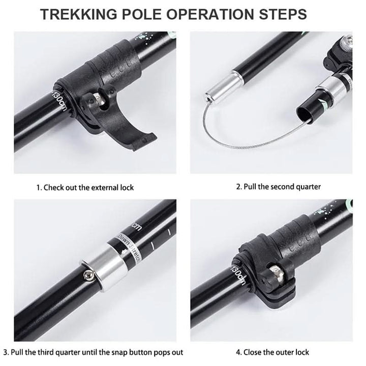 BowLift | Ultralight 5-piece telescopic trekking poles for mountain and hiking tours
