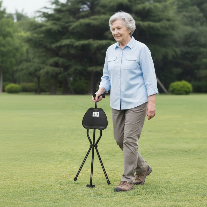 BowLift | Foldable walking stick with integrated seat for comfort on the go