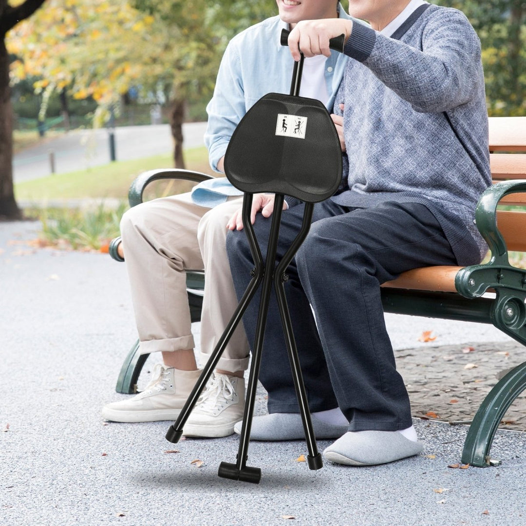 BowLift | Foldable Walking Stick with Integrated Seat | Lightweight Aluminum Alloy Mobility Aid | 113kg Load Capacity | Non-Slip TPR Ergonomic Handle | 3-Leg Tripod Stability
