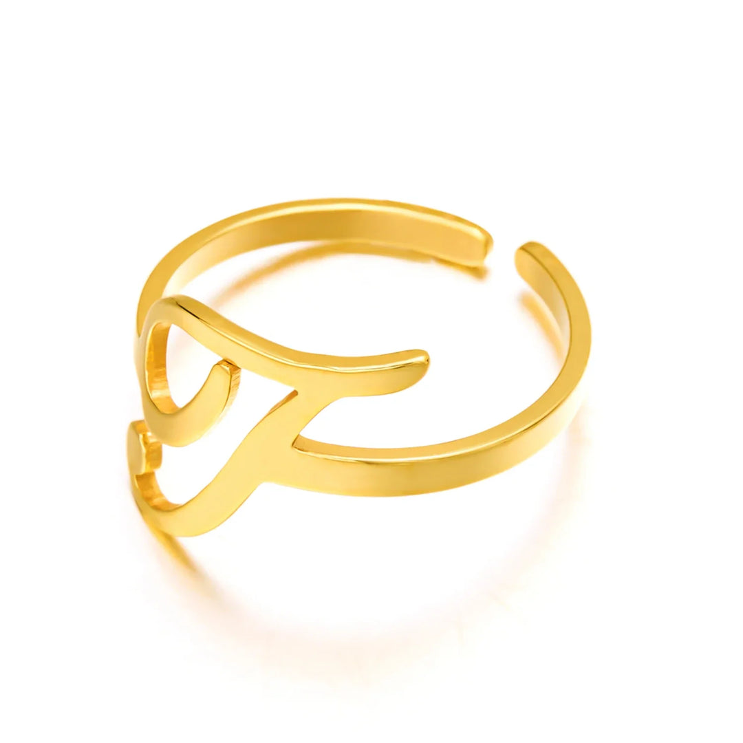 BowLift | Adjustable Italic Cursive Letter Initial Ring