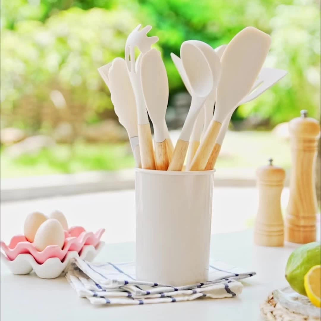 BowLift | Kitchen Utensils Set Silicone Bamboo Cooking Tools