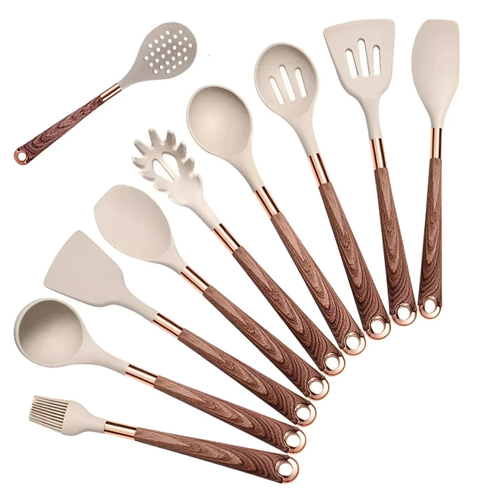 BowLift | Stainless Steel Kitchen Utensil Set with Non-Slip Handles for Cooking & Baking - 10-Piece Cooking Tools