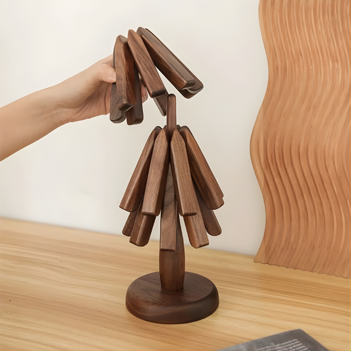 BowLift | Wooden Table Mat Tree Design Coaster