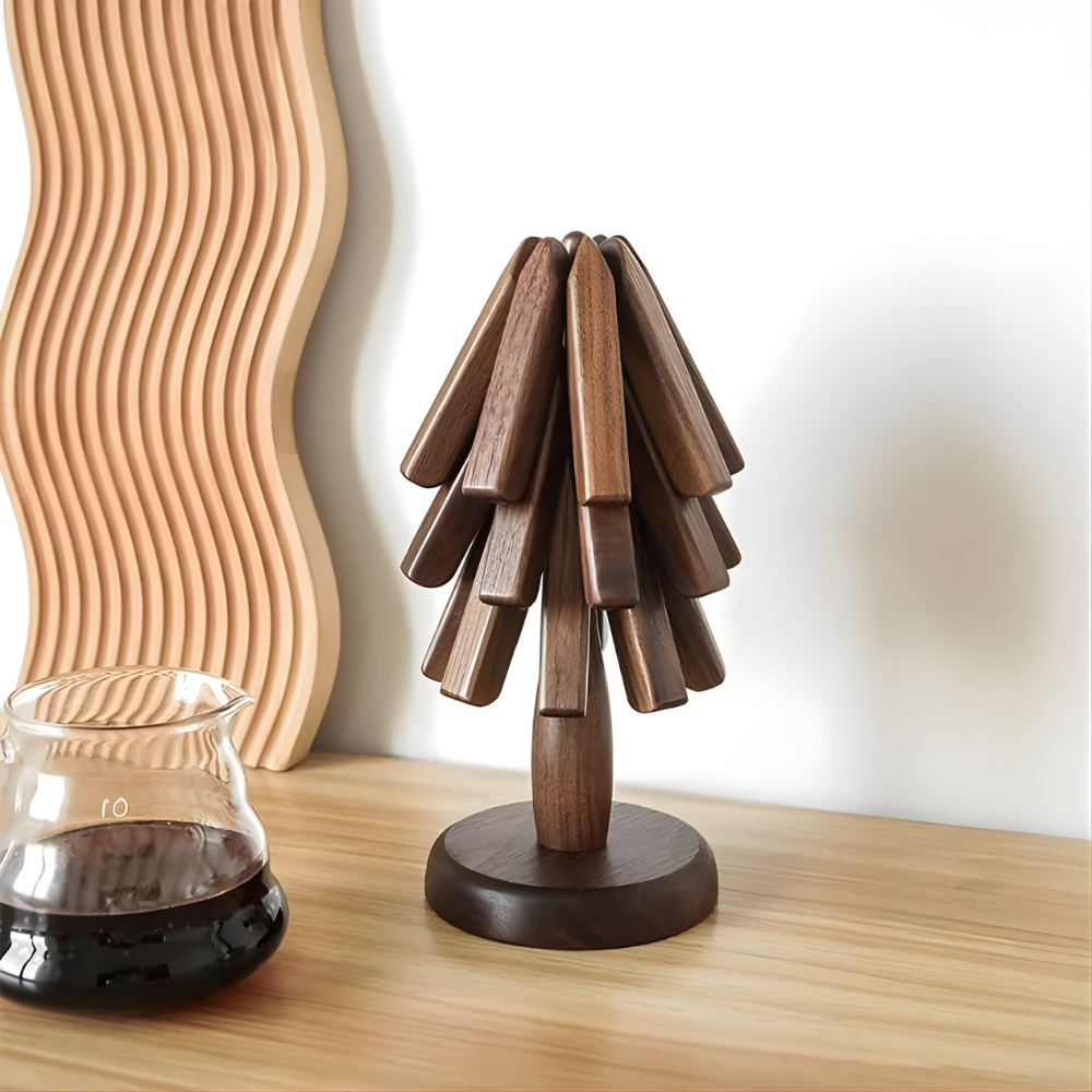 BowLift | Wooden Table Mat Tree Design Coaster