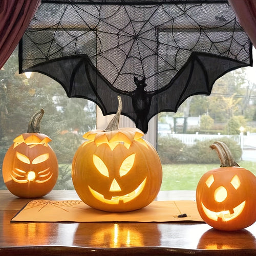 BowLift | Black Lace Table Runner – Halloween Decoration for Spooky Tables