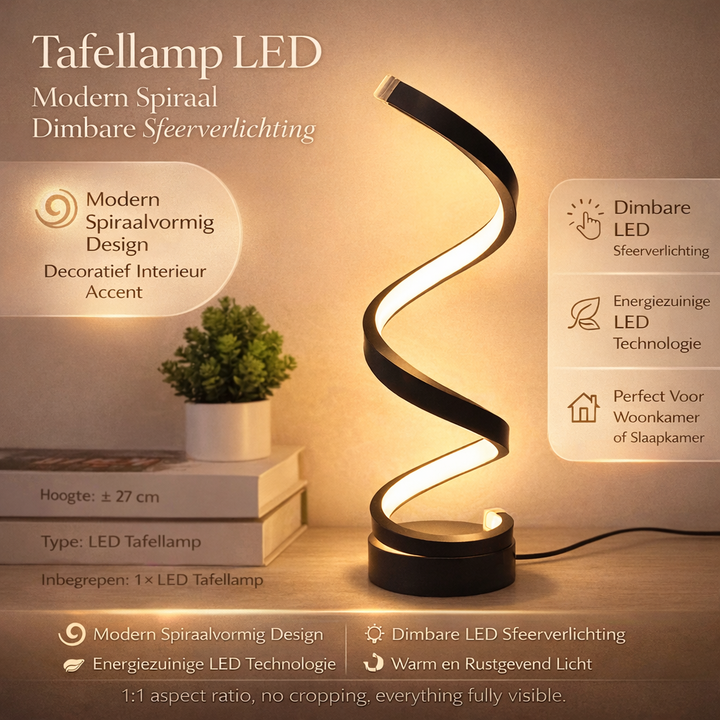 SpiralLight LED Table Lamp With Dimmable Lighting and Touch Control | Bowlift