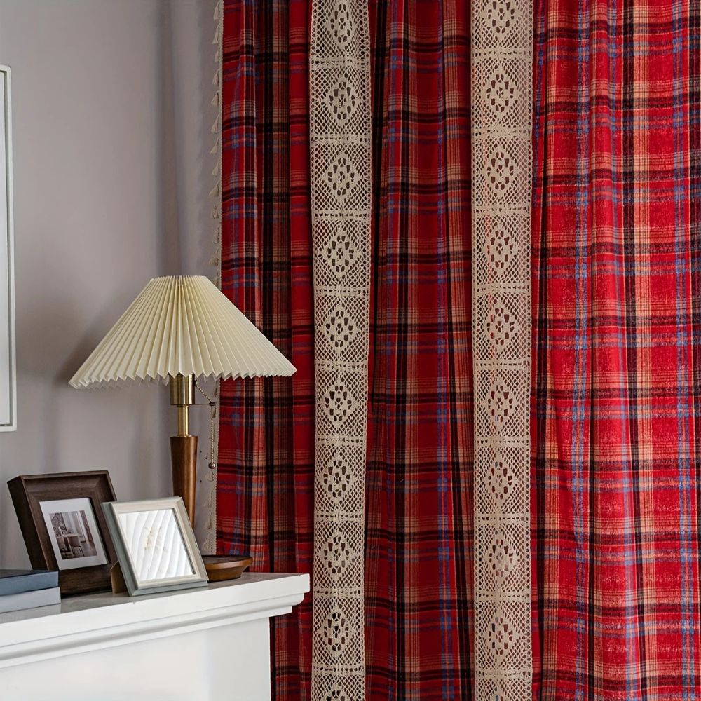 BowLift | Tartan Crochet Lace Tassel Curtain