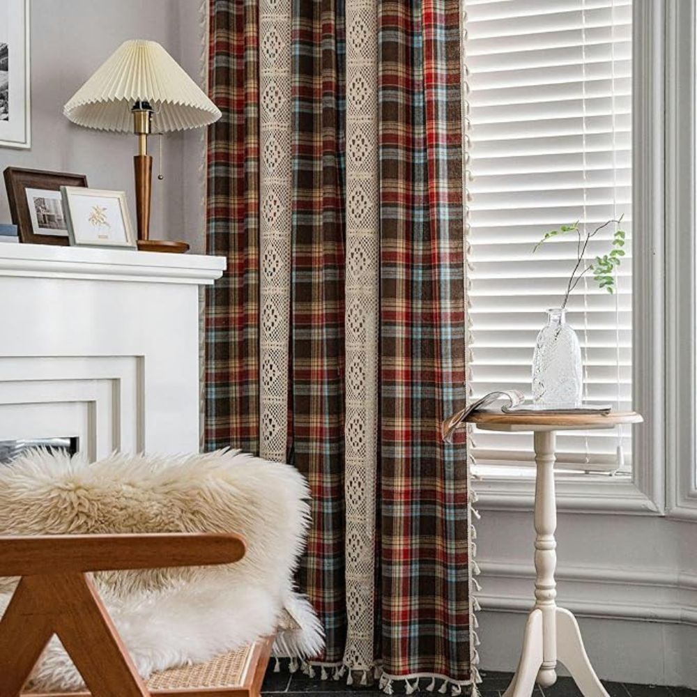BowLift | Tartan Crochet Lace Tassel Curtain