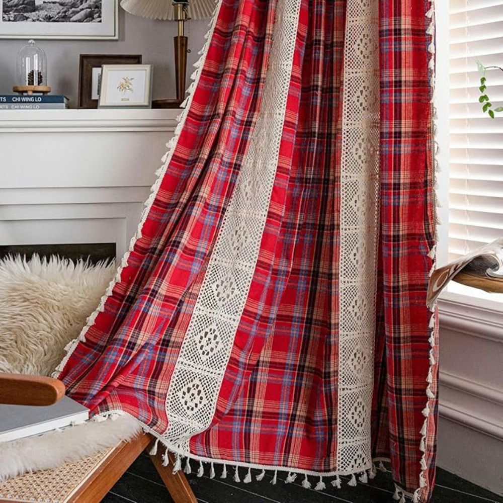 BowLift | Tartan Crochet Lace Tassel Curtain