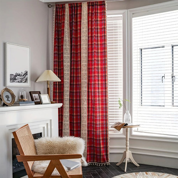 BowLift | Tartan Crochet Lace Tassel Curtain