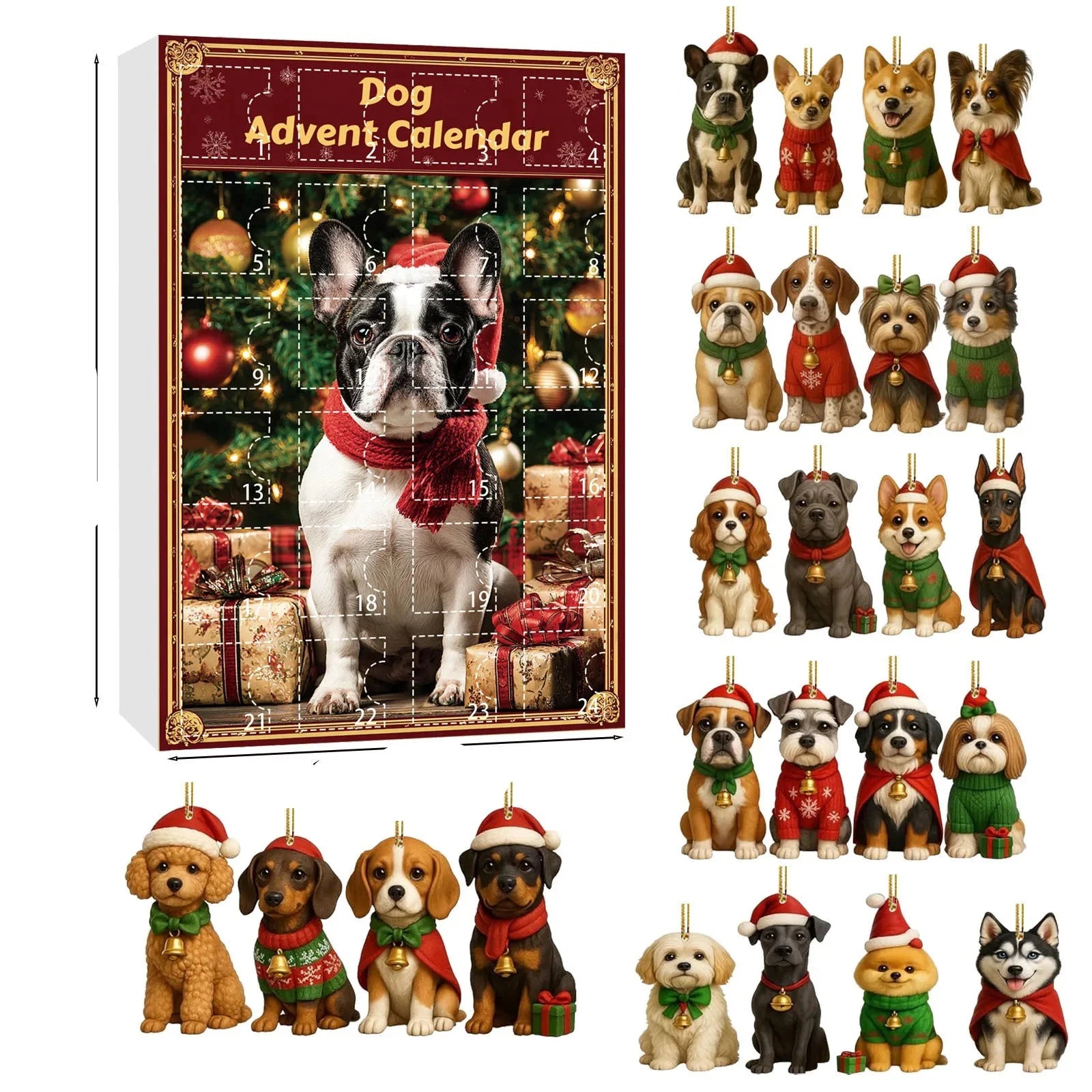 BowLift | Dachshund Advent Calendar with 24 Figures for Dog Lovers – Festive Christmas Countdown Decoration in Multicolor