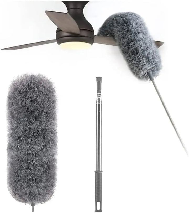 BowLift | Telescopic dust duster with extra long microfiber head (Free 3 replacement cleaning heads)