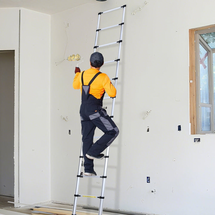 Telescopic ladder Aluminium Load capacity up to 150kg 2.6m-5m with stabilizer | Bowlift