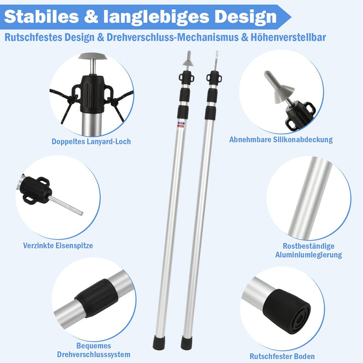 Telescopic pole for tents Adjustable Aluminum | Bowlift