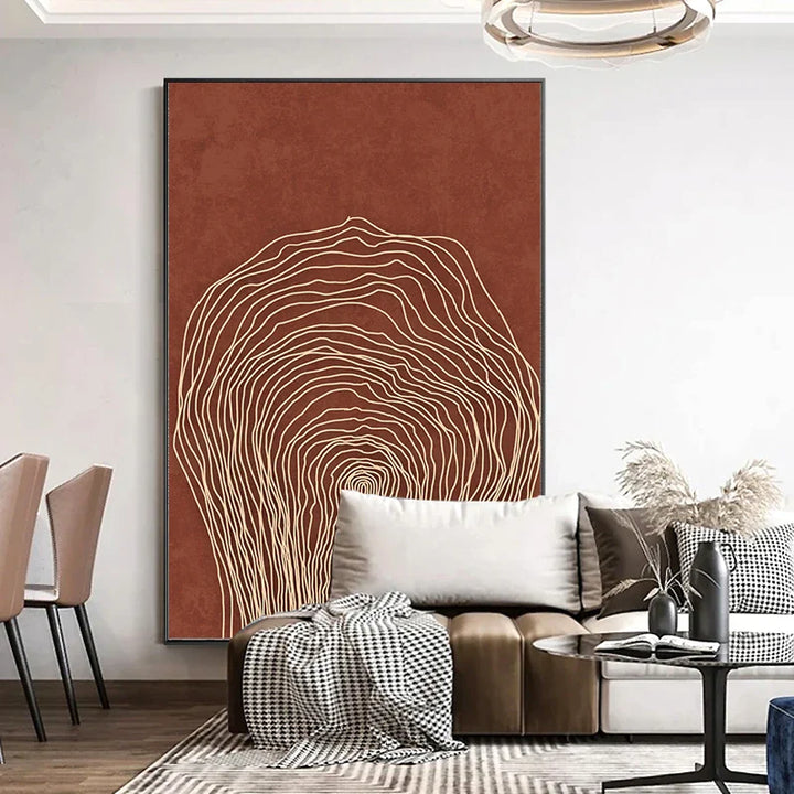 Terracotta Contours Abstract Minimalist Aesthetics Wall Art Fine Art Canvas Prints For Modern Apartment Living Room Foyer Home Office Decor | Bowlift