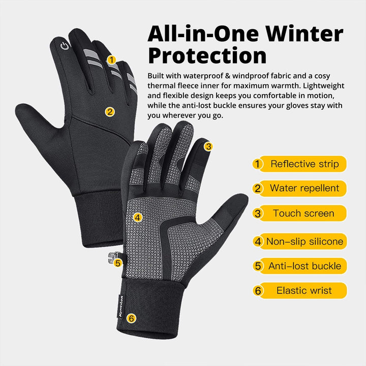 BowLift | Thermal Winter Cycling Gloves UK | Waterproof, Windproof & Touchscreen Warm Running Gloves for Men & Women