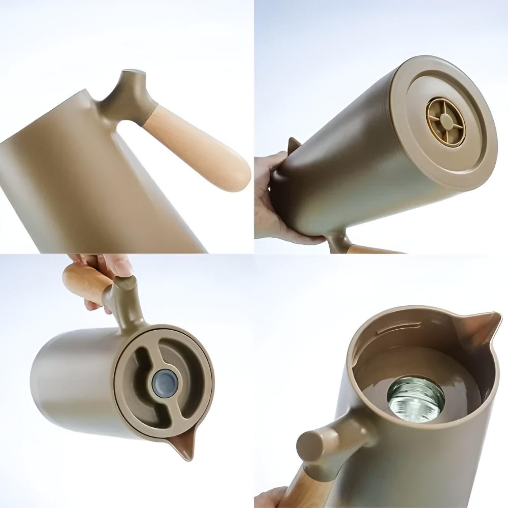 BowLift | Thermora – Insulated Carafe with Wooden Handle | Stylish Vacuum Flask for Hot & Cold Drinks