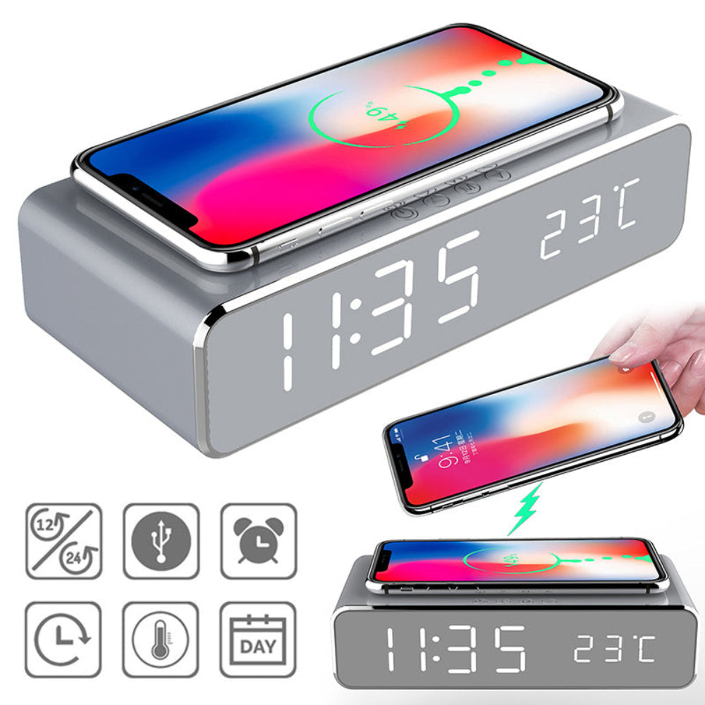 BowLift | TimeCharge – LED Alarm Clock with Built-In Wireless Charging Pad