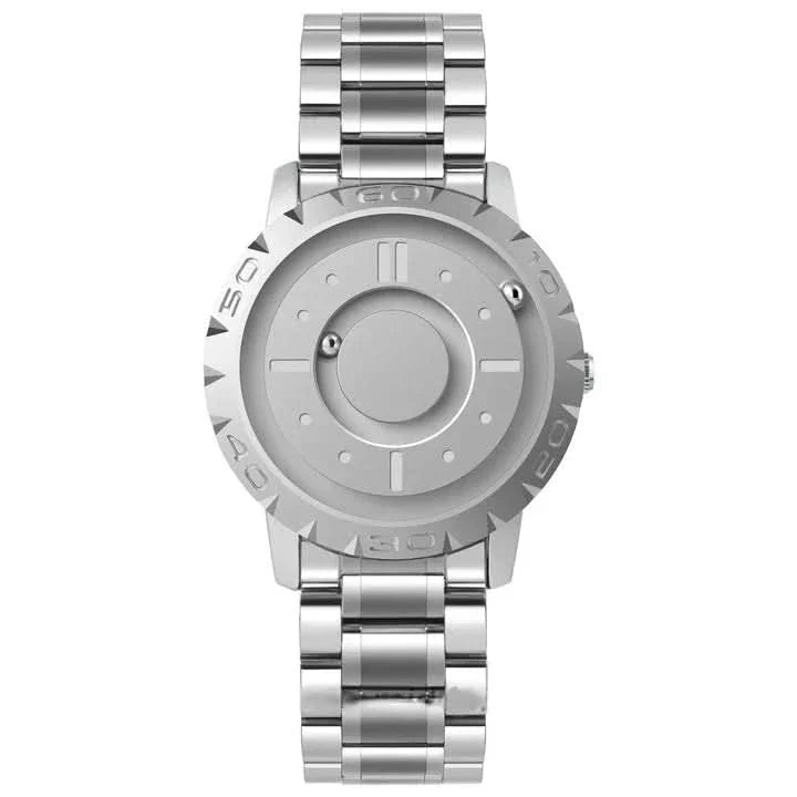 BowLift | Magnetic ball watch with stainless steel case & mesh bracelet - Futuristic time display for technology lovers