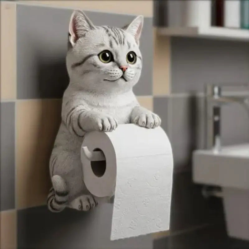 BowLift | CatCharm Toilet Paper Holder – Playful Wall Holder with Resin Cat Head