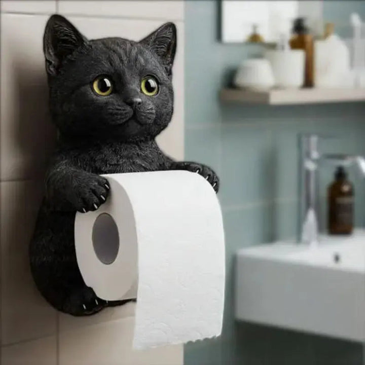 BowLift | CatCharm Toilet Paper Holder – Playful Wall Holder with Resin Cat Head