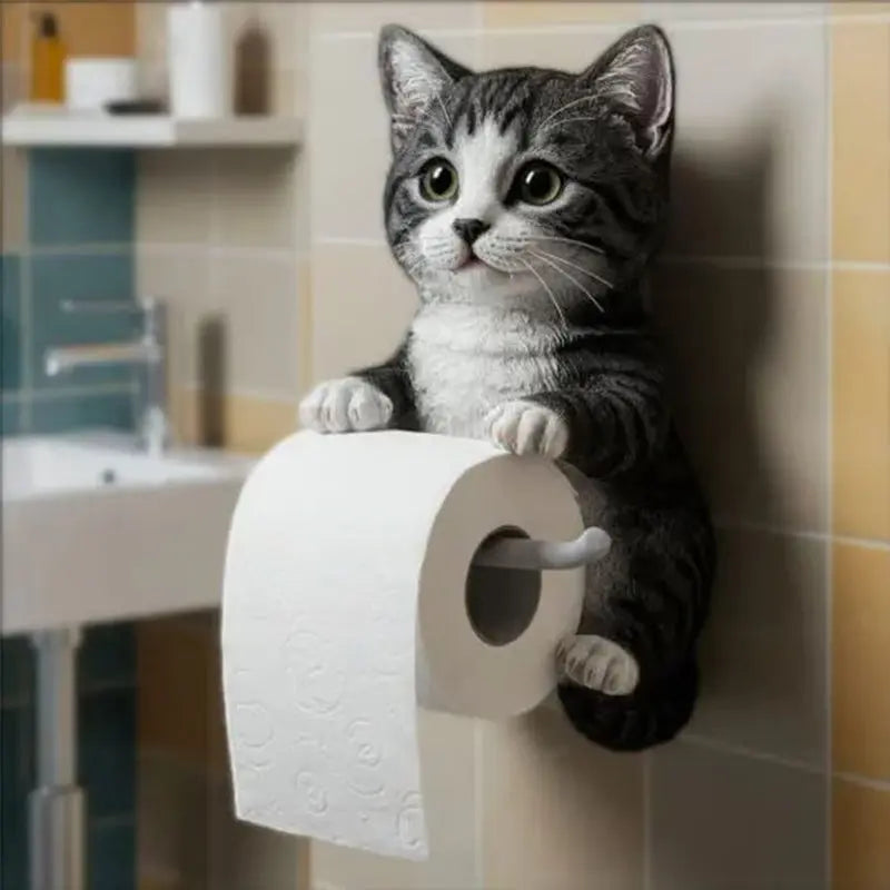 BowLift | CatCharm Toilet Paper Holder – Playful Wall Holder with Resin Cat Head